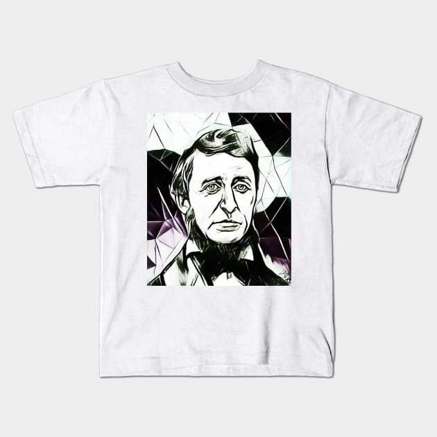 Henry David Thoreau Black and White Portrait | Henry David Thoreau Artwork 4 Kids T-Shirt by JustLit